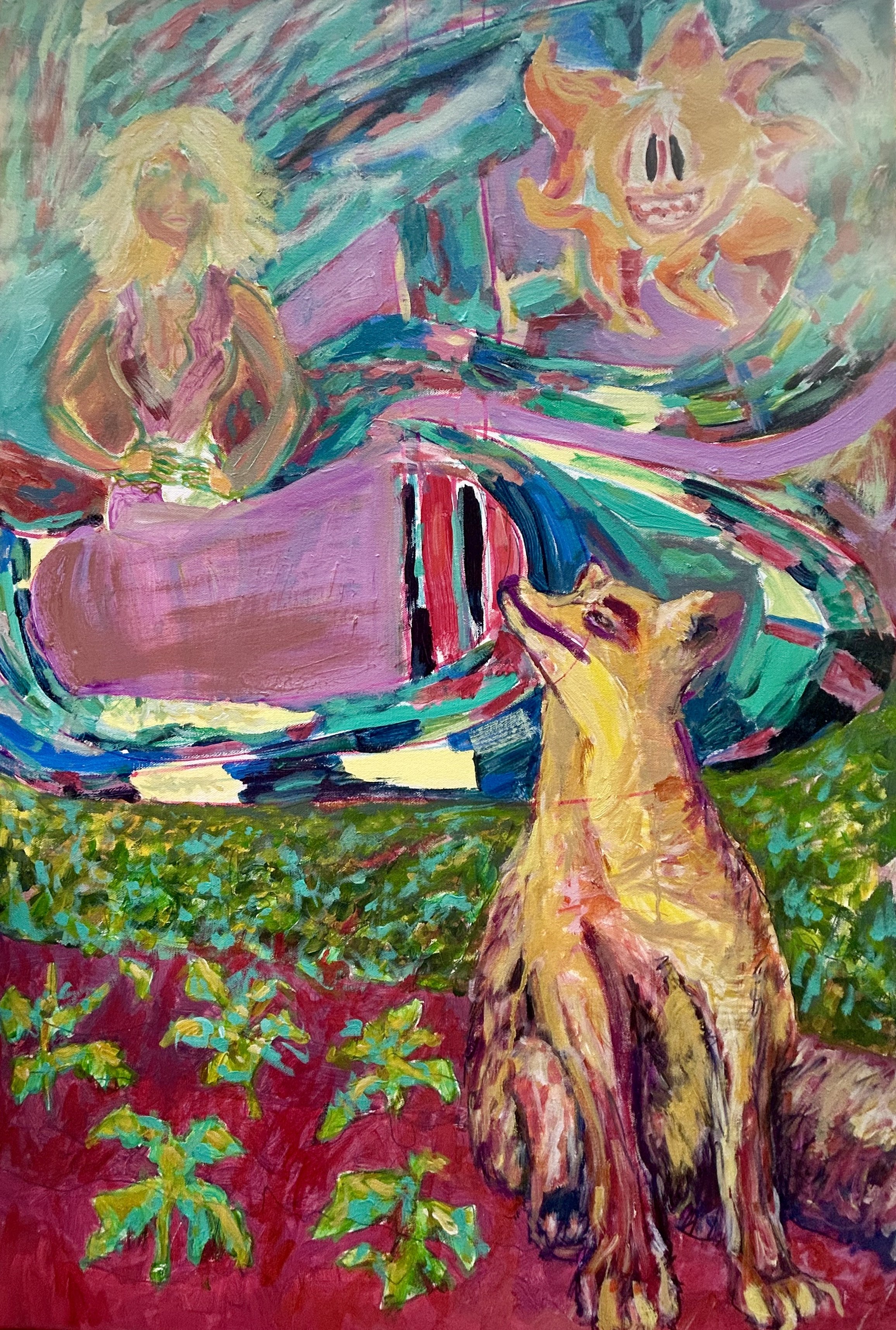 Adventures of the Chubby Fox, 2020 Oil on Canvas 24 x 37 inches