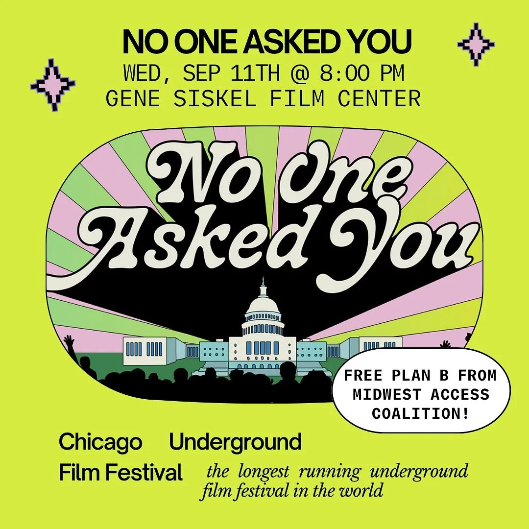 Get your tickets for the
@chicagoundergroundfilmfest 
 premier of @nooneaskedudoc at @filmcenter on 9/11! We&rsquo;ll be there with @abortionfront handing out free Plan B and sexual health resources. Seats are running low so grab yours now! 🎥 🍿