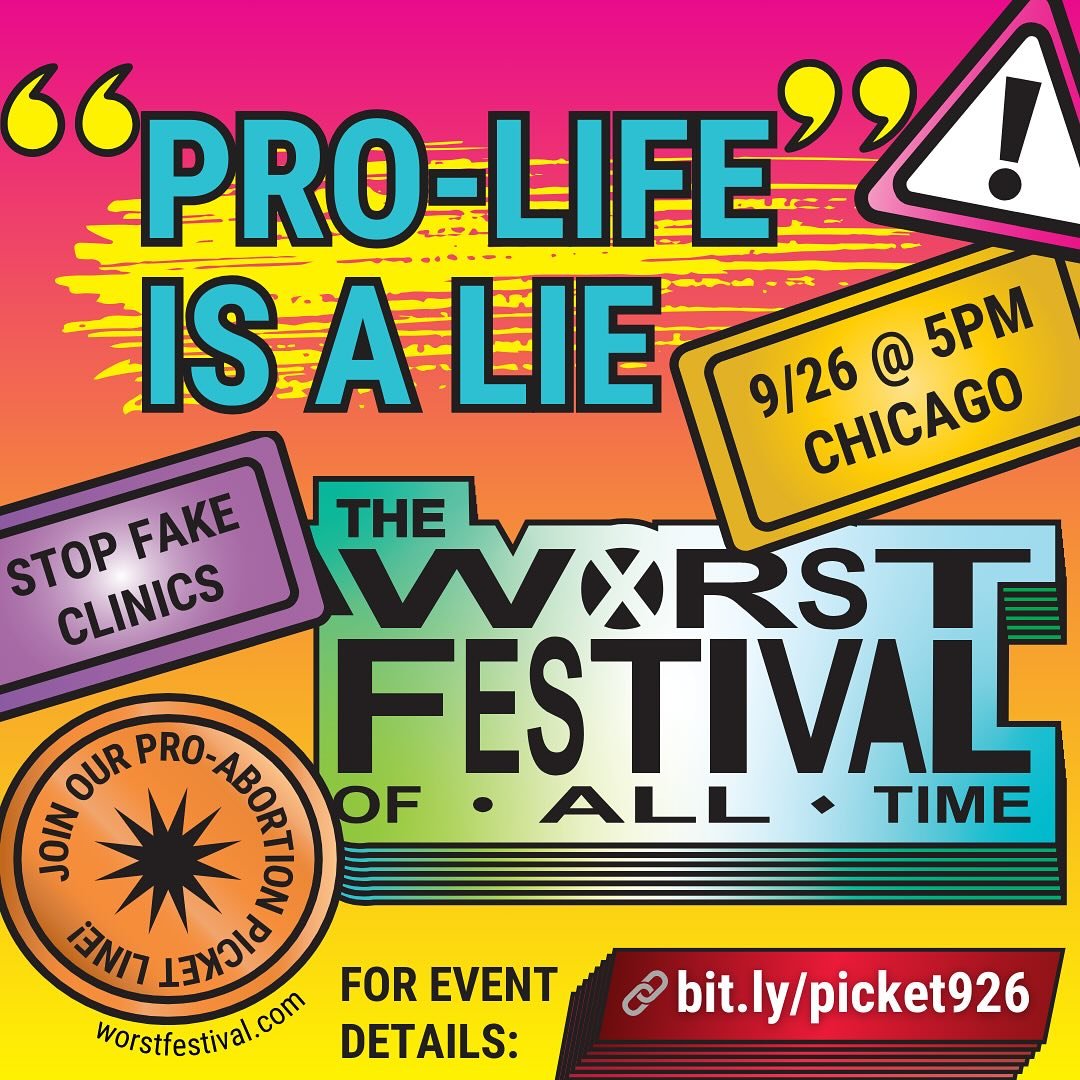 CHICAGO EVENT! Join us for a pro-abortion picket line to protest an anti-abortion fundraiser for a chain of Chicago &ldquo;crisis pregnancy centers&rdquo; (CPCs).

📆 Thursday, September 26th
⌚️ 5:00pm CT
📍 65 W. Jackson Blvd, Chicago
📣 Bring your 