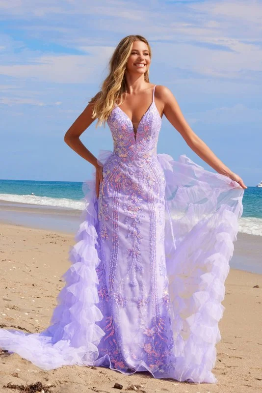 designer glitter dress Lace-Up Back Long Glitter Prom Dress CD254