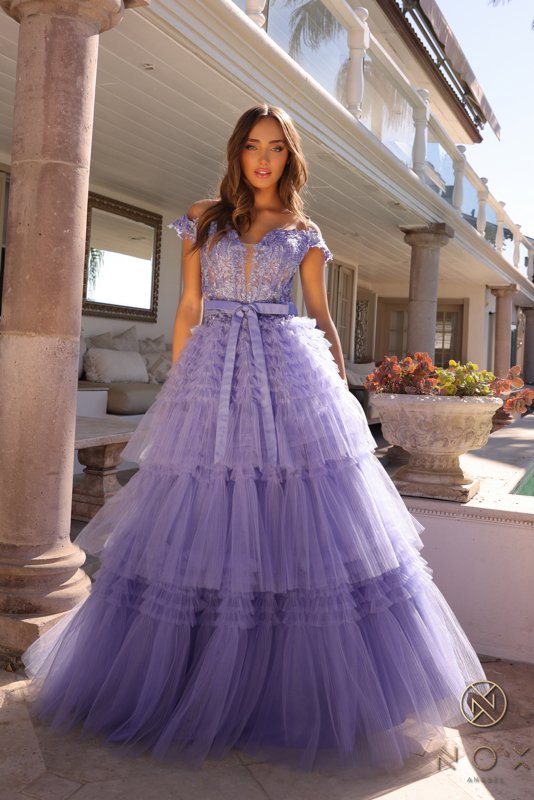 Periwinkle Ruffled Tulle Layered Dress