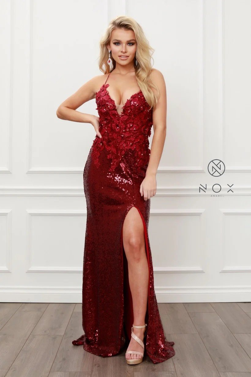 strapless open back dress Sparkly Silver Floral Sequin Gray Sexy Open Back Mermaid Prom Gown main image 0