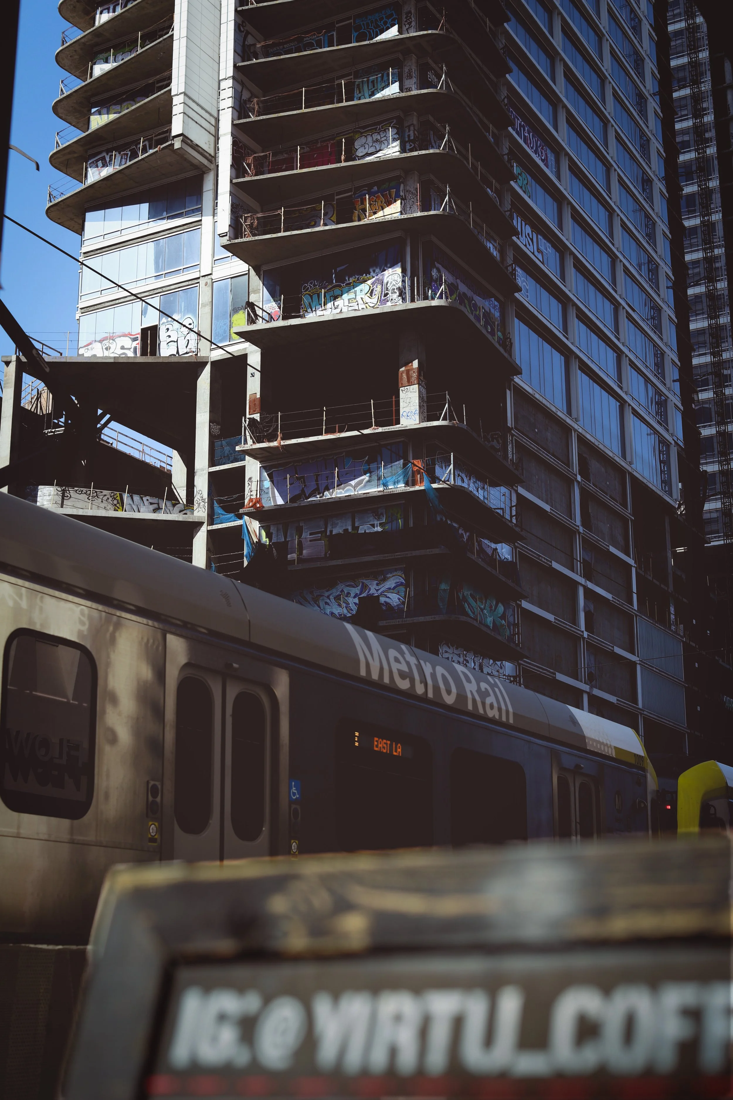 Graffiti Towers, DTLA Cafe, PICO Train Metro Station, Coffee Shop, Local Los Angeles Cafe, Coffee and Pastries, Virtu Coffee