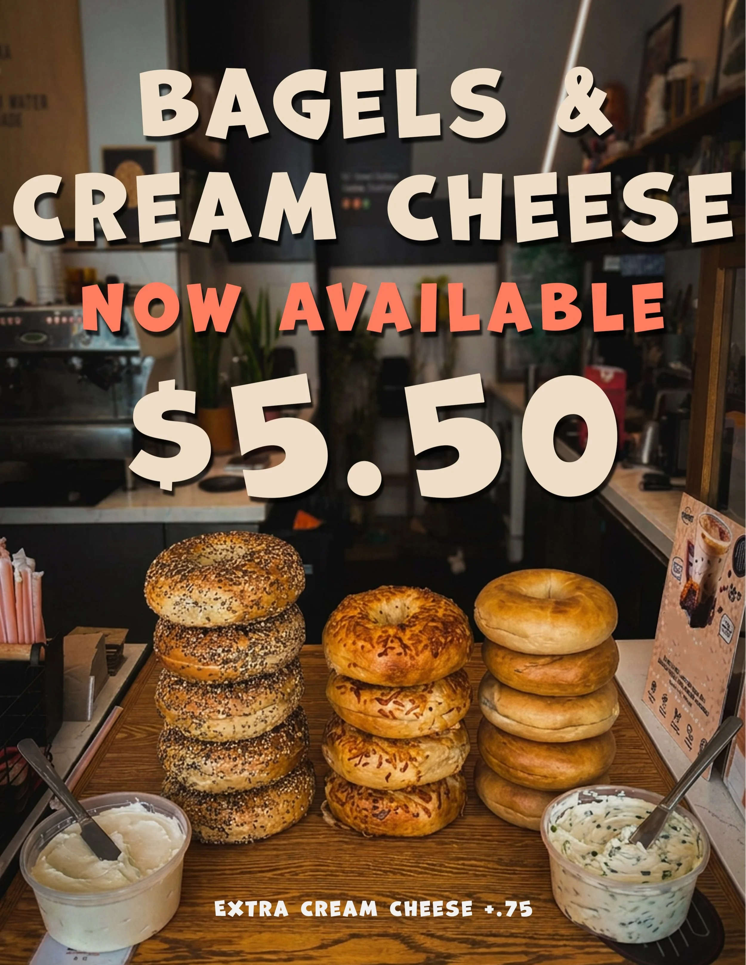 Everything, Plain, Egg and Jalape&ntilde;o with flavors changing weekly
.
#virtucoffee #bagelandcreamcheese #bagels #downtownla