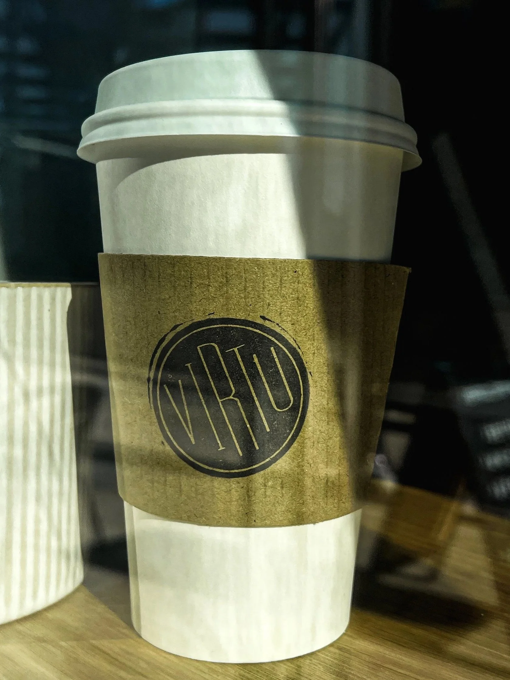 Virtu Coffee take out cup downtown LA Coffee shop