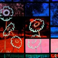  Stained/Photo-etched glass, 2012, design by Debora Young, portraits by Deran Wright 