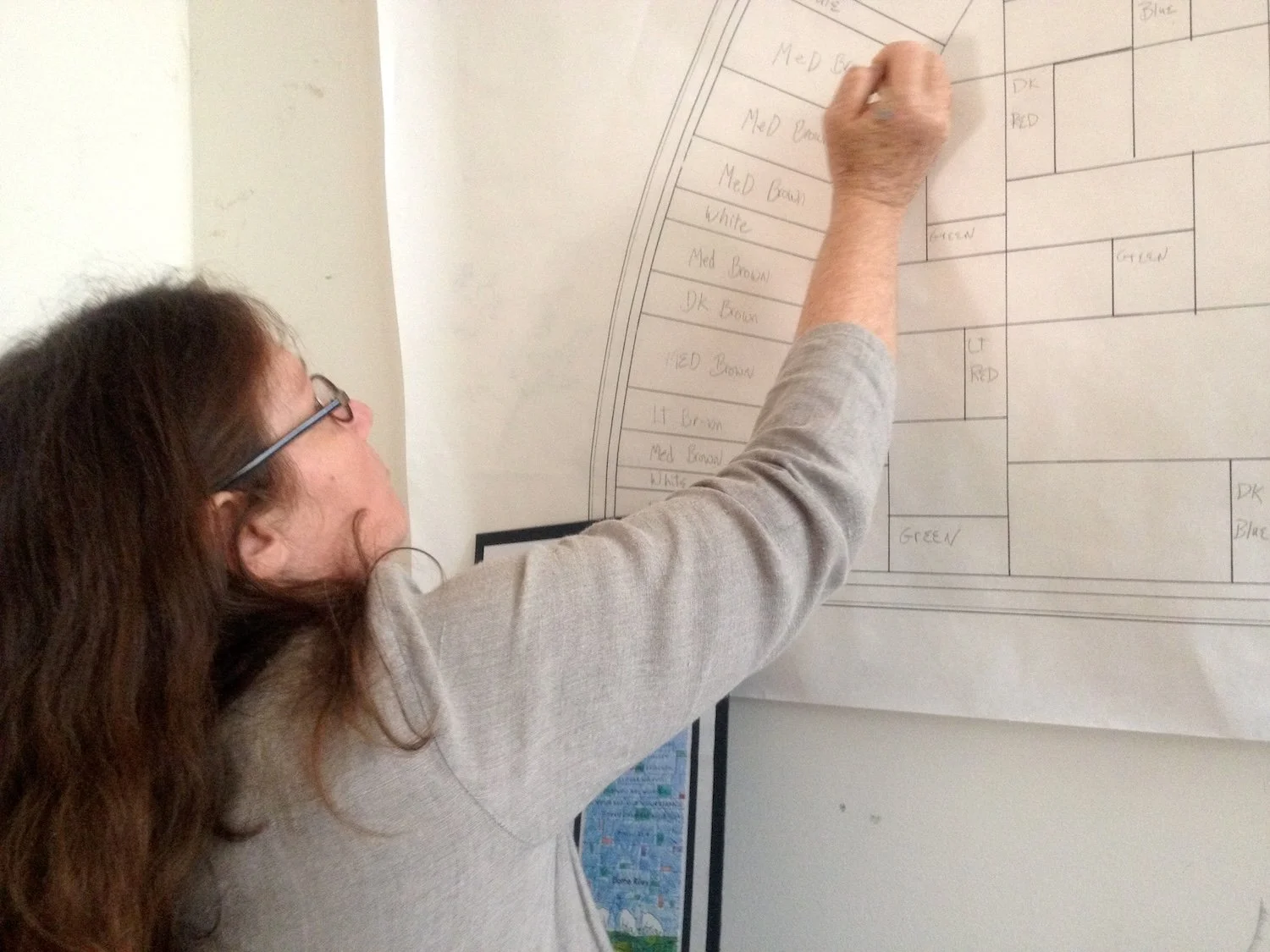  Debora Young, preparing the "cartoon" used in fabrication, 2012. 