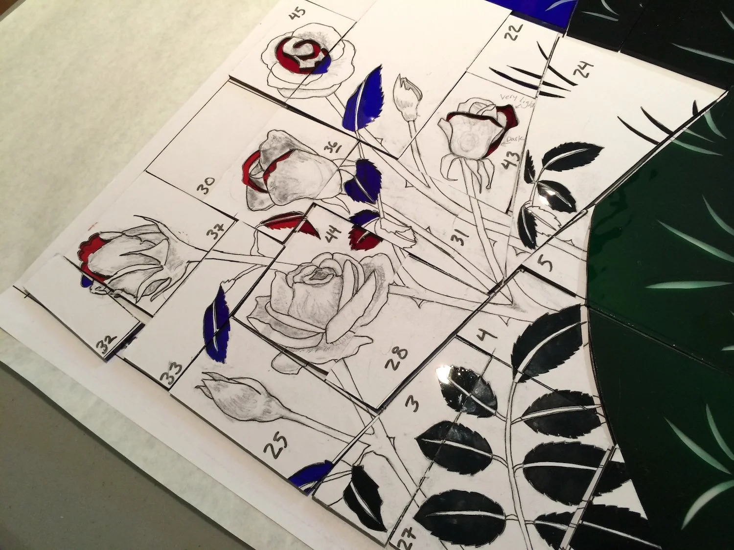  Debora Young drawing for fabrication "cartoon", in preparation for etching, 2014. 