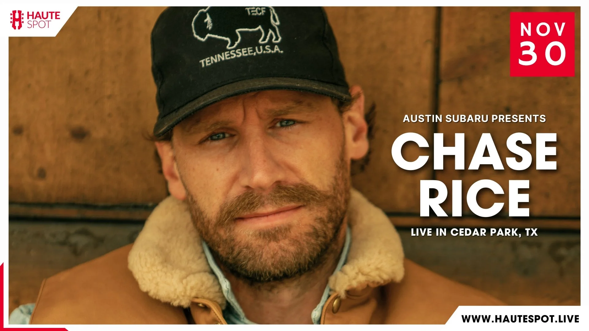 Chase Rice Restaurant Chase Rice Live in Concert Saturday, November 30th, 2024 — Haute Spot