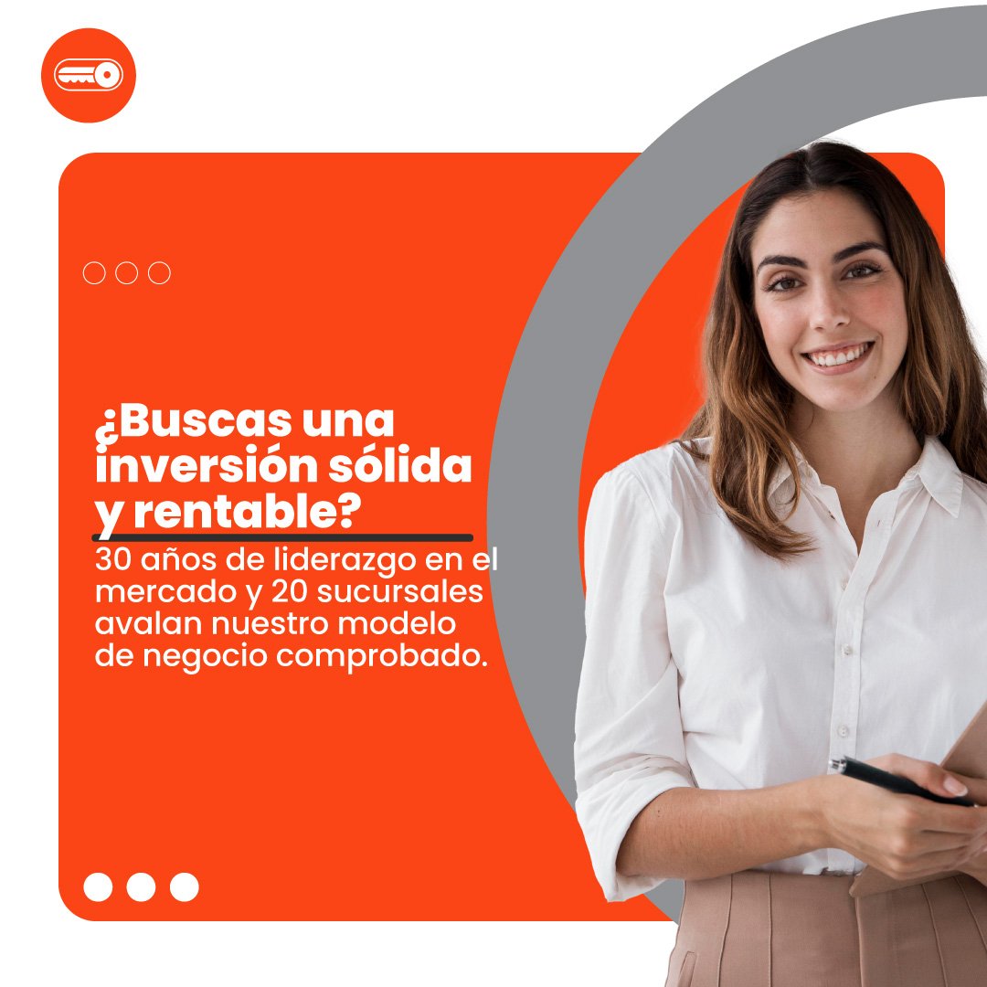 Convi&eacute;rtete en un l&iacute;der del almacenamiento con nuestras mini bodegas. 
30 a&ntilde;os de trayectoria y 20 sucursales en M&eacute;xico nos avalan como la red de Franquicias dedicadas a la renta de Mini Bodegas.
Conoce mucho m&aacute;s so