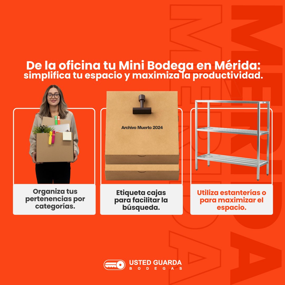 Simplifica tu espacio de tu oficina en una de nuestras Mini Bodegas en M&eacute;rida.
Y un experto te ayudar&aacute; a elegir la que m&aacute;s se adapte a tus necesidades de almacenamiento en instalaciones seguras y c&oacute;modas.
Link en nuestro p