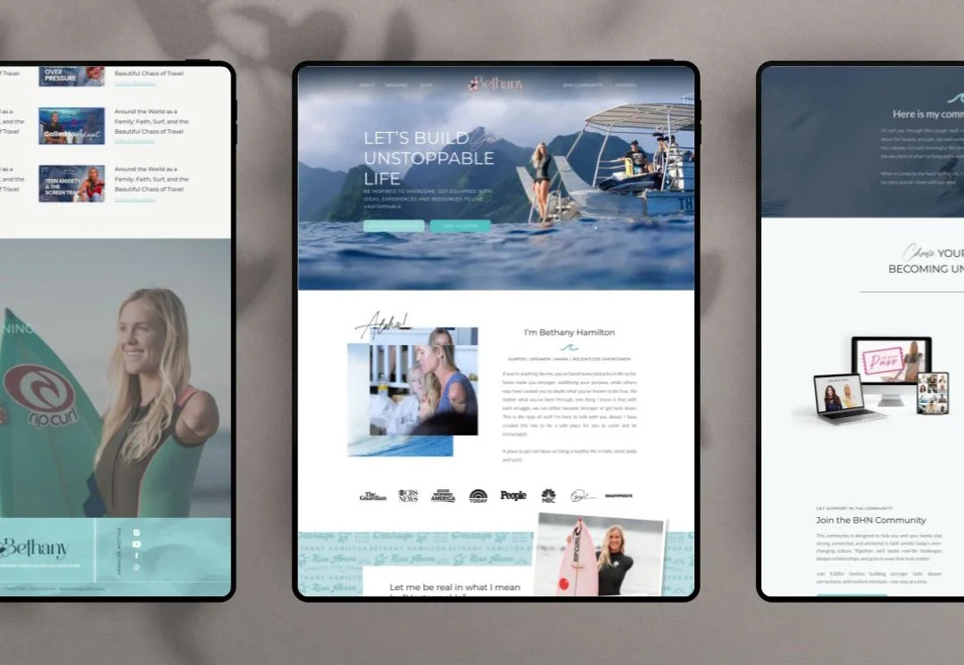 Mock Website Design for Bethany Hamilton