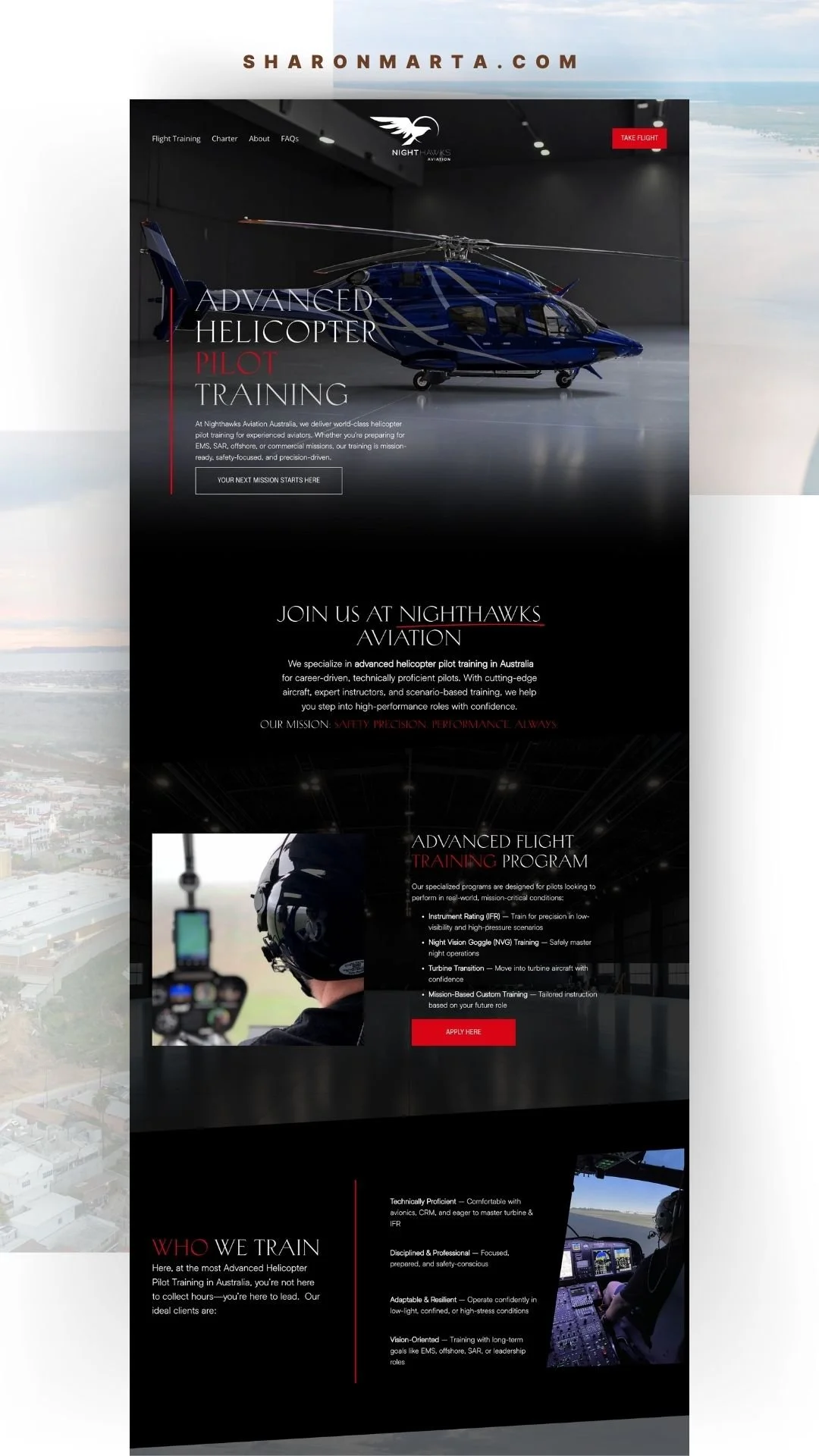 helicopter pilot training page squarespace web designer