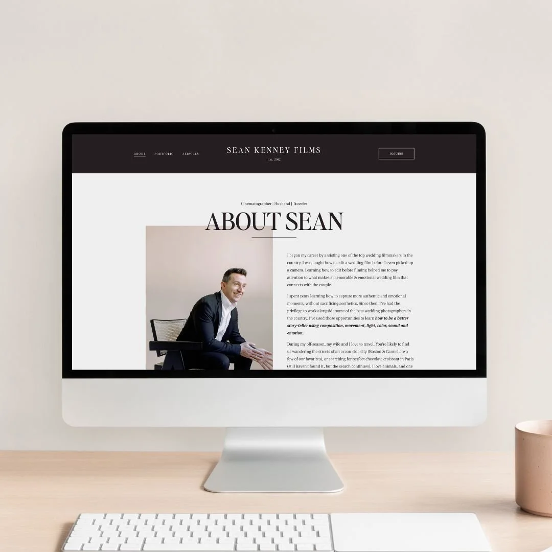 Squarespace website design wedding videographer