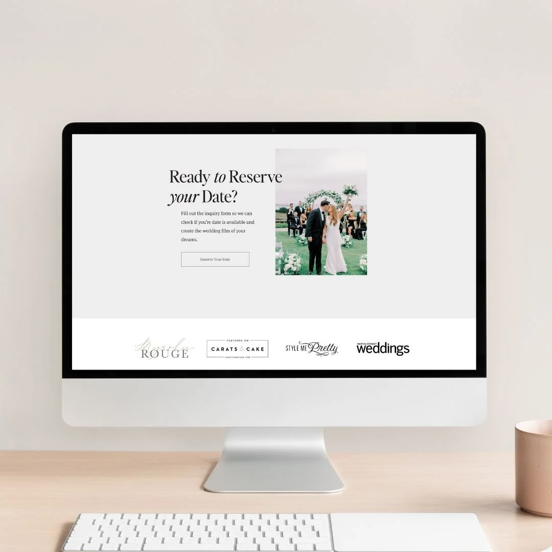 Squarespace website design wedding videographer