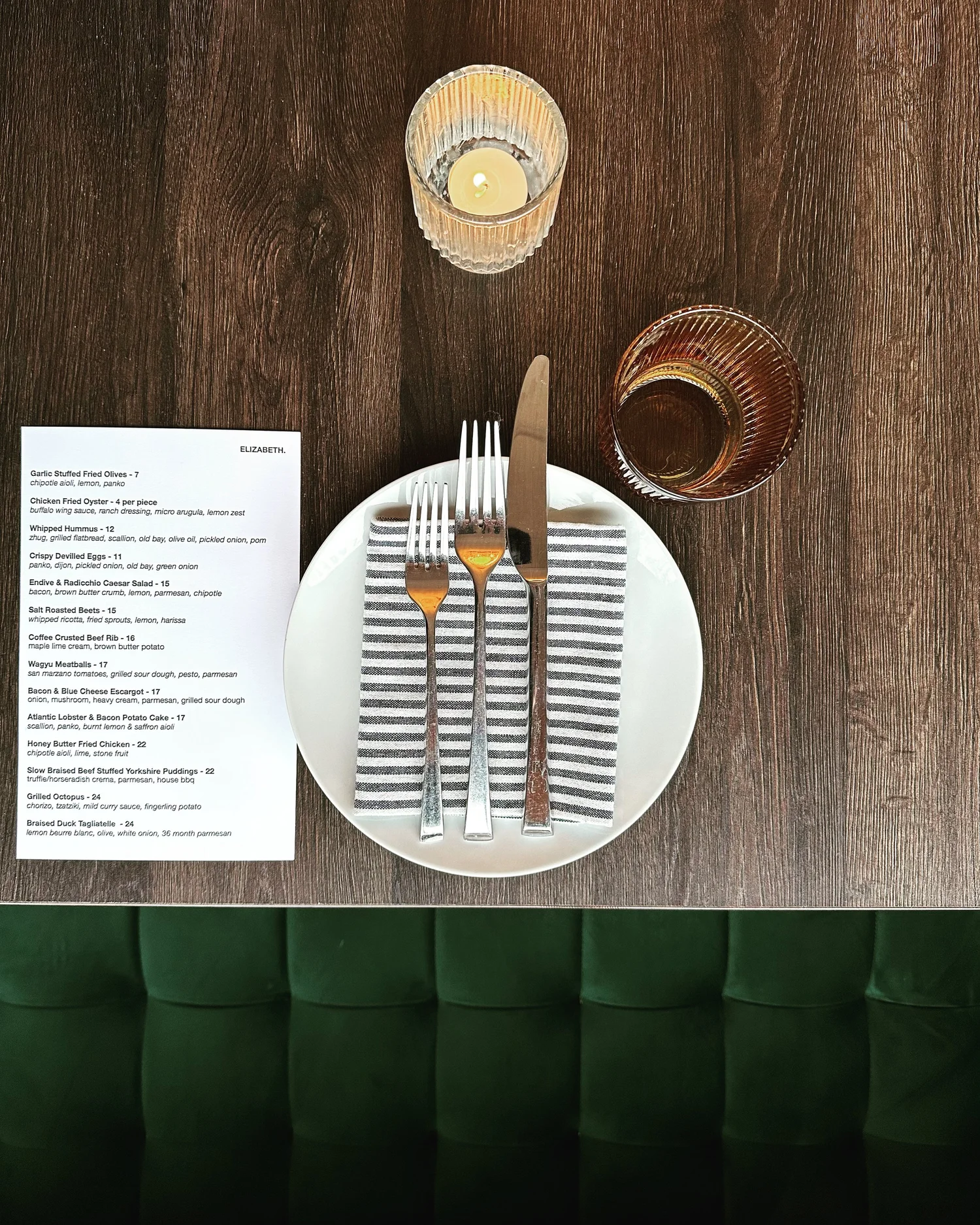 Menu — ELIZABETH.