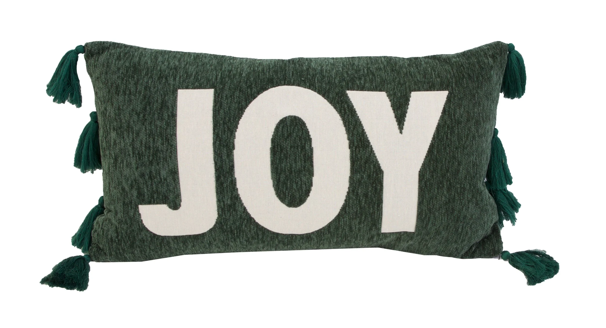 OKSANA NOEL CHENILLE CHRISTMAS PILLOW-SIDE TASSELS-DTM CHENILLE BACK-14X24-DARK GREEN-2727 4646-FLY.jpg