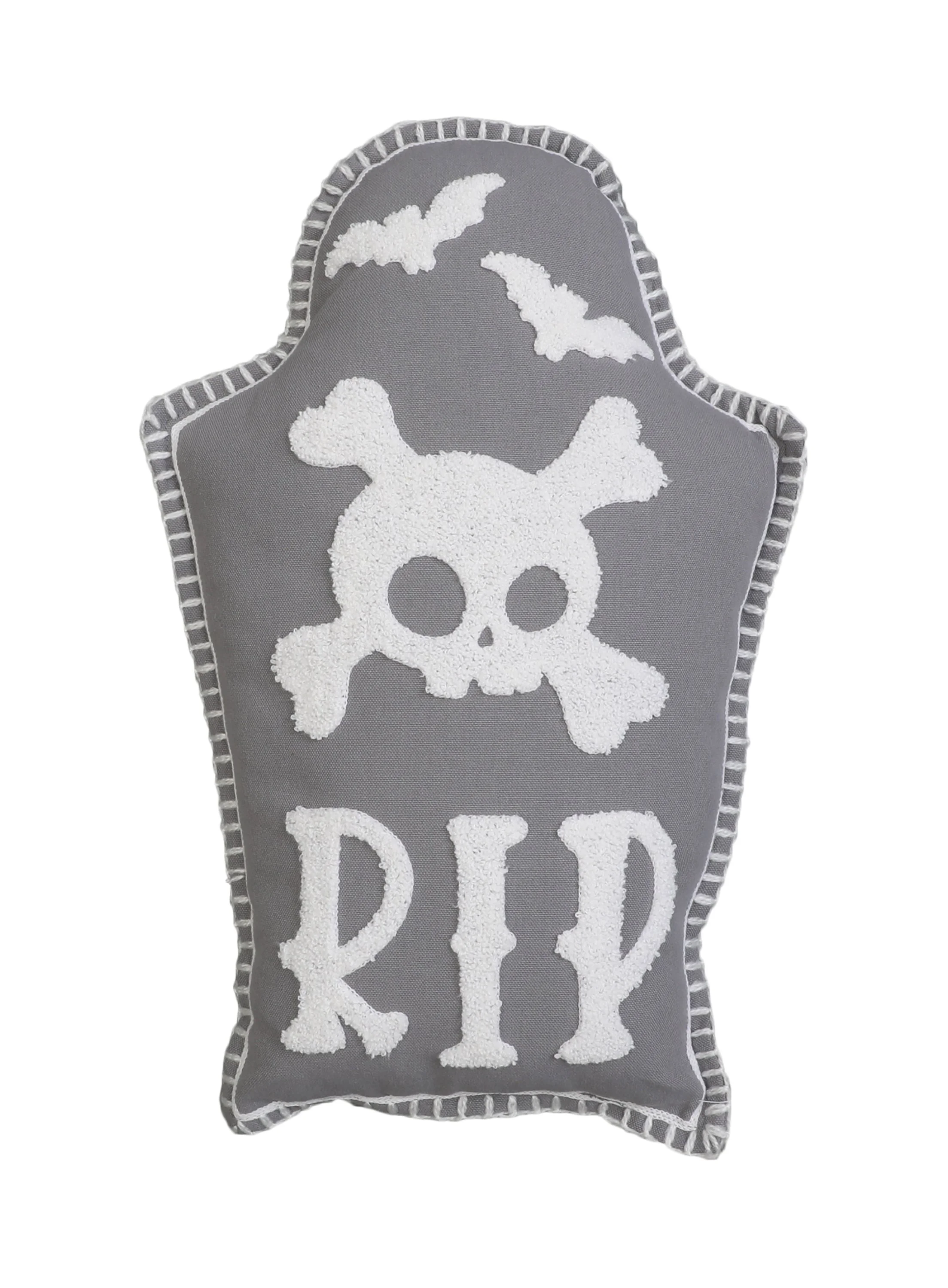 EALING TOMBSTONE SHAPED FAUX LINEN HALLOWEEN PILLOW-TOWEL STITICHED WHIP STITCH TRIM-DTM SOLID FAUX LINEN BACK-18-GRIFFIN BRIGHT WHITE-QIY.JPG