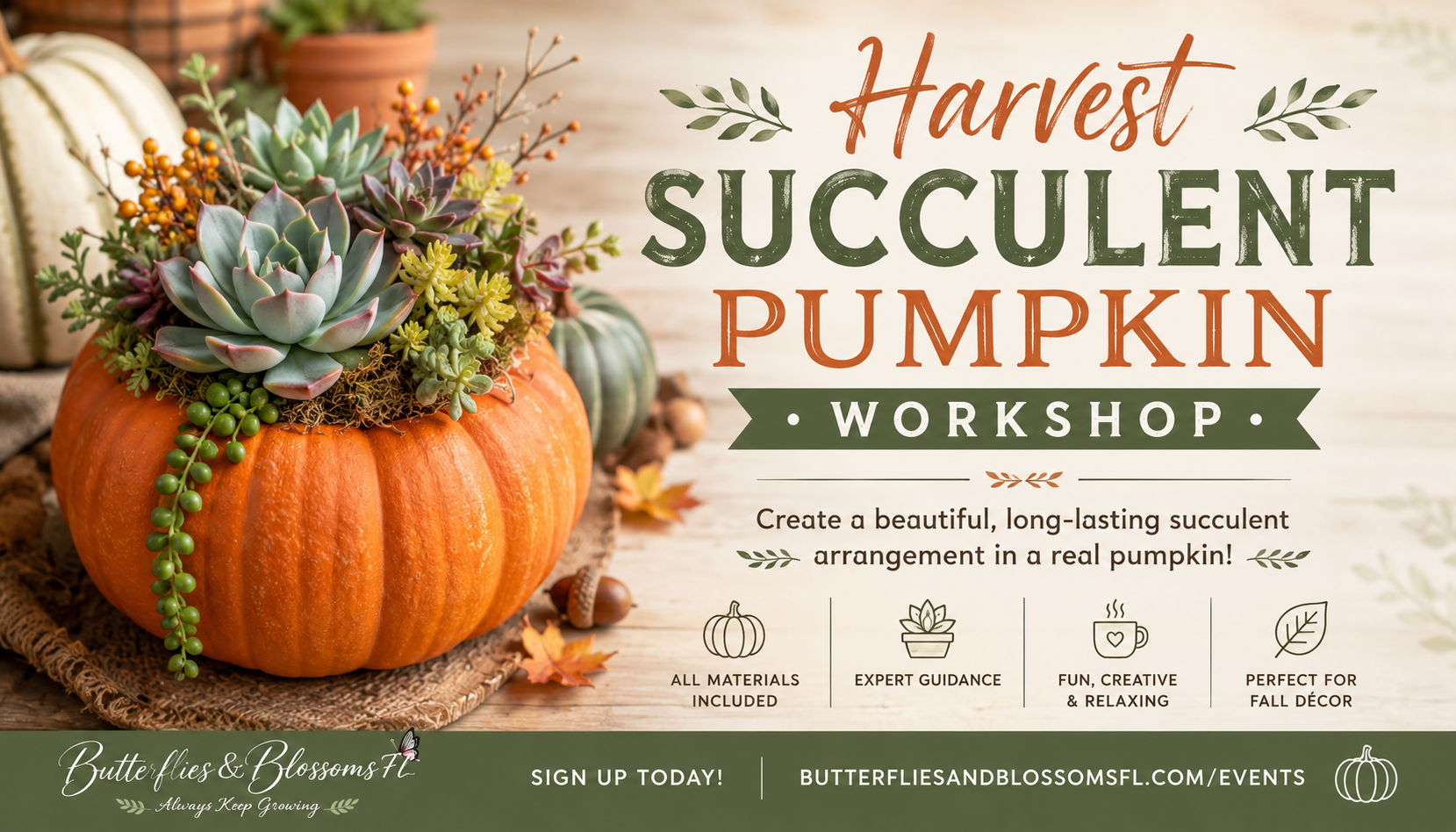 Harvest Succulent Pumpkin Workshop