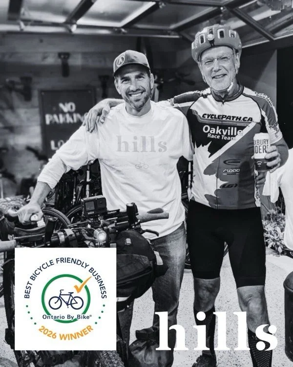 Big news!

Hills has been awarded 2026 Best Bicycle Friendly Business in the Bruce Grey Simcoe / RTO7 region by @Ontario_By_Bike 
We&rsquo;re proud to support cyclists with a welcoming space, thoughtful amenities, and a passion for great riding exper