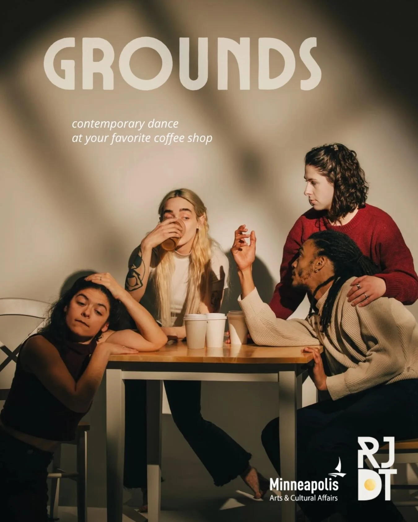 NOW ANNOUNCING: GROUNDS ☕️

RJDT is bringing dance straight to our favorite gathering spaces: coffee shops. Grounds is a pop-up event that explores places where we experience moments of ordinary and extraordinary human connection, all over a caffeina