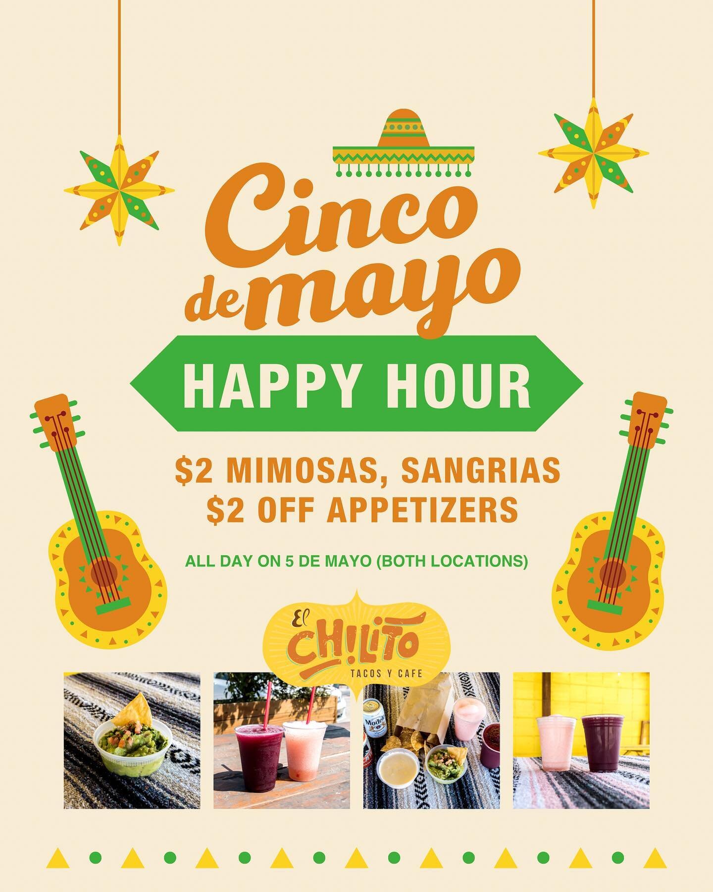 Spice up your Cinco de Mayo celebrations with us! Join us for delicious tacos and refreshing drinks 🎉🌮🍹 

#CincodeMayo #MexicanFood #FiestaTime #JoinUs