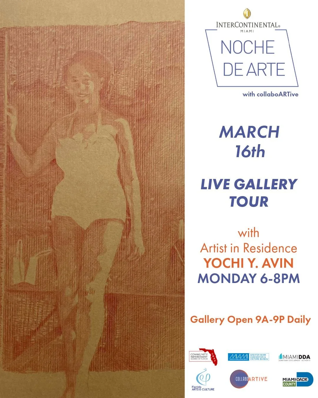 Noche de Arte | Lunes, 16 de marzo 🎨

En el marco del Mes de la Historia de la Mujer: Esta semana, en Noche de Arte, celebramos las voces poderosas y las visiones creativas de las artistas que están transformando el panorama artístico de Miami.

Acompáñanos en visitas guiadas en directo por las galerías y charlas con artistas
