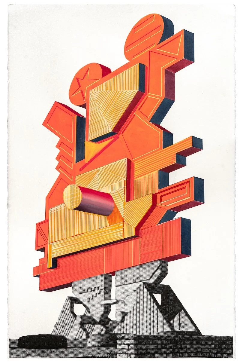 Spomenik-Pok No 28 , 2023 | 
Técnica mixta sobre papel Fine art | 40 x 26 in (101,60 x 66,04 cm)