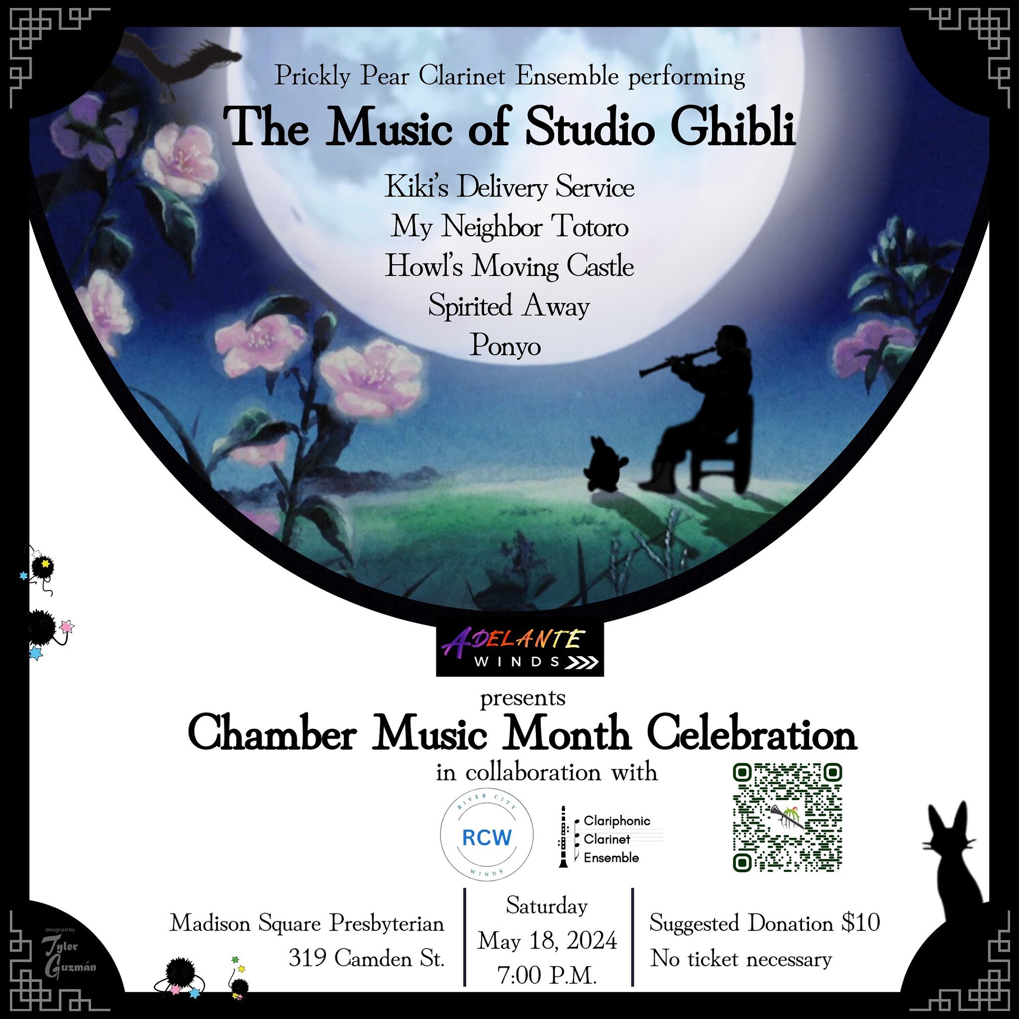 🤩This evening!🫰
Catch four San Antonio groups performing and celebrating National Chamber Music Month 🎶 
Enjoy so much music, including our set of Studio Ghibli music 💚
&mdash;&mdash;&mdash;
Celebrating National Chamber Music Month
by Adelante Wi