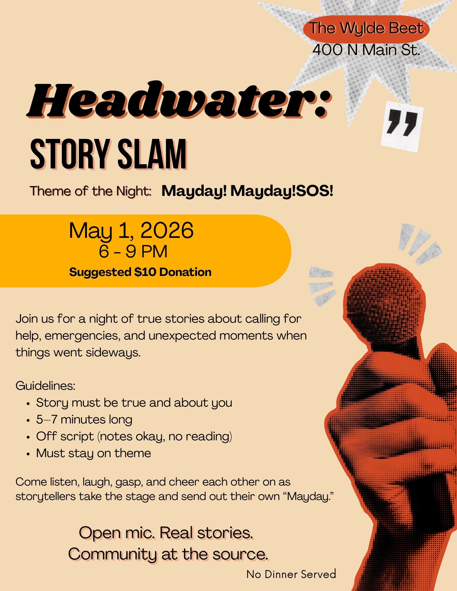 Headwaters Story Slam: Mayday! Mayday! SOS!