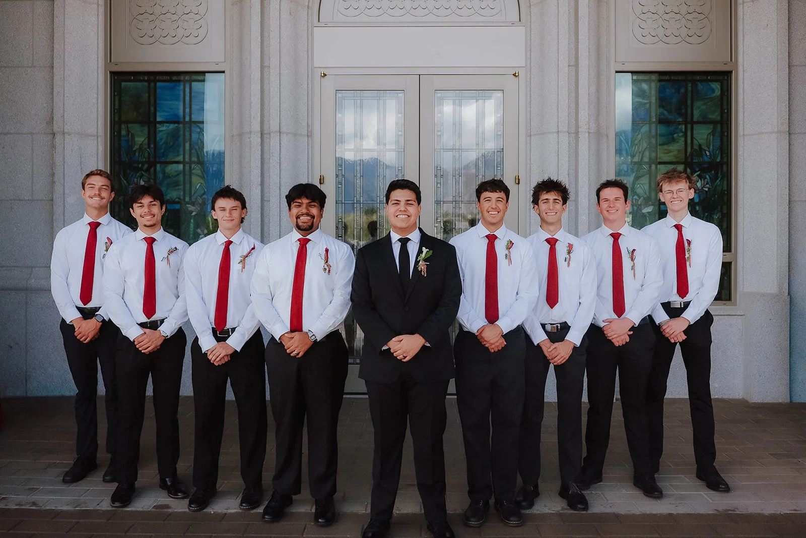 groom and groomsmen at the orem utah temple