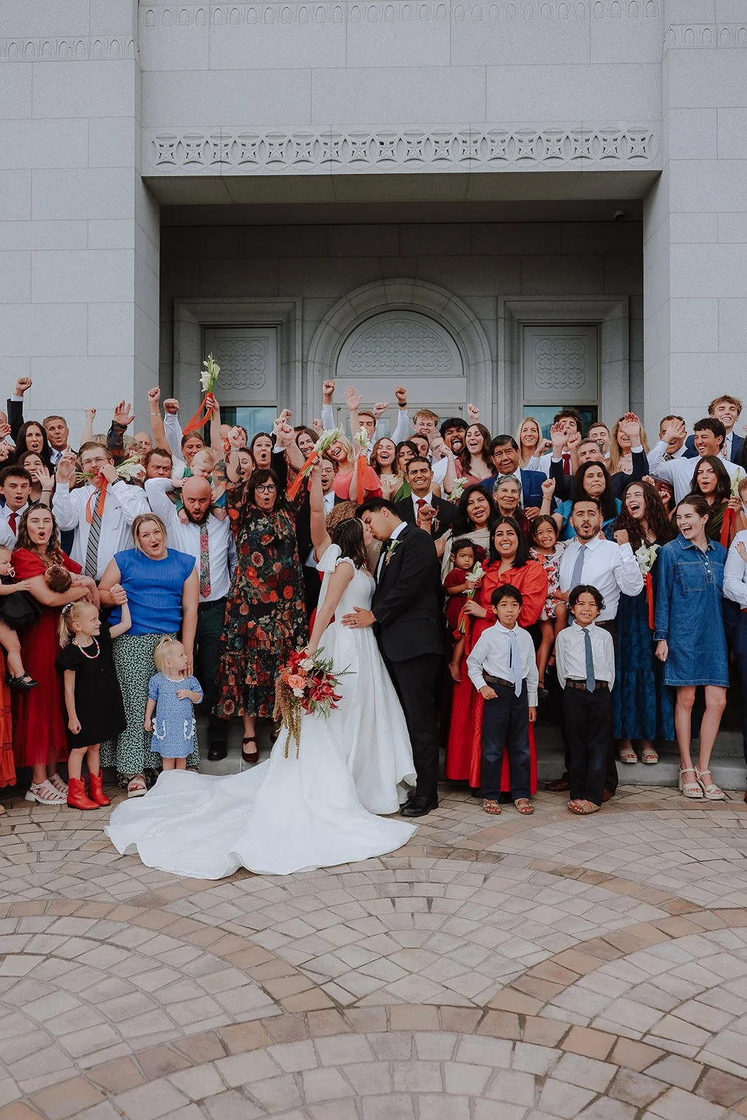 Photograph of a bride and groom at the orem temple