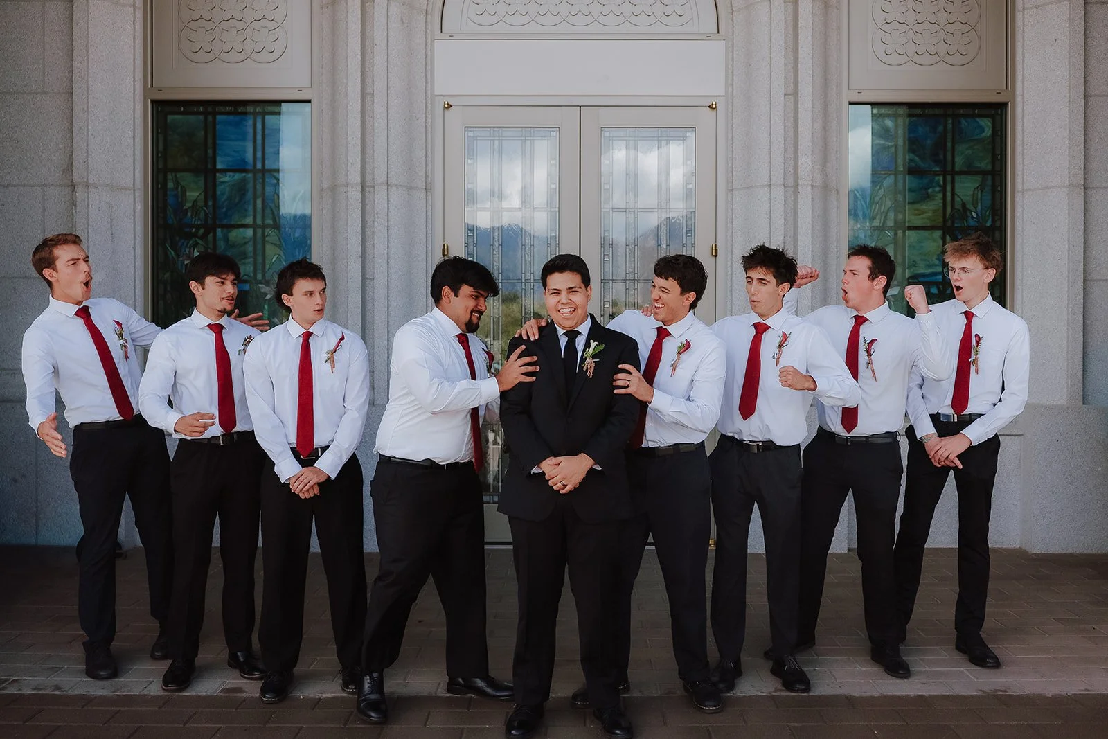 groom and groomsmen at the orem utah temple