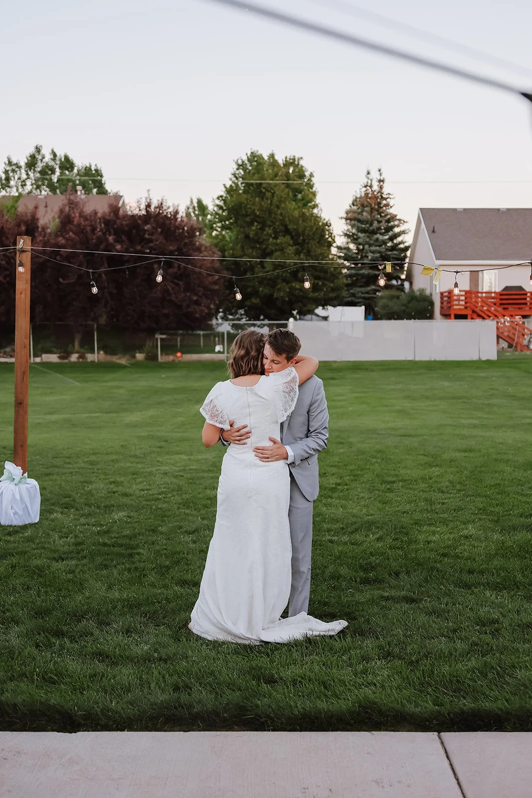 Photograph of a bride and groom's first dance at a wedding in Heber City