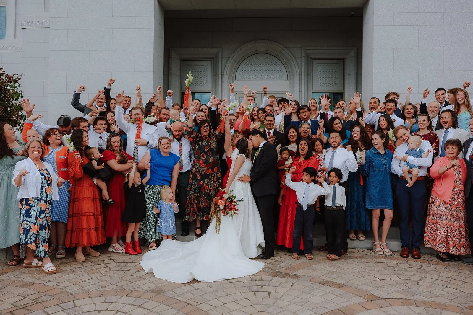 Photograph of a bride and groom at the orem temple