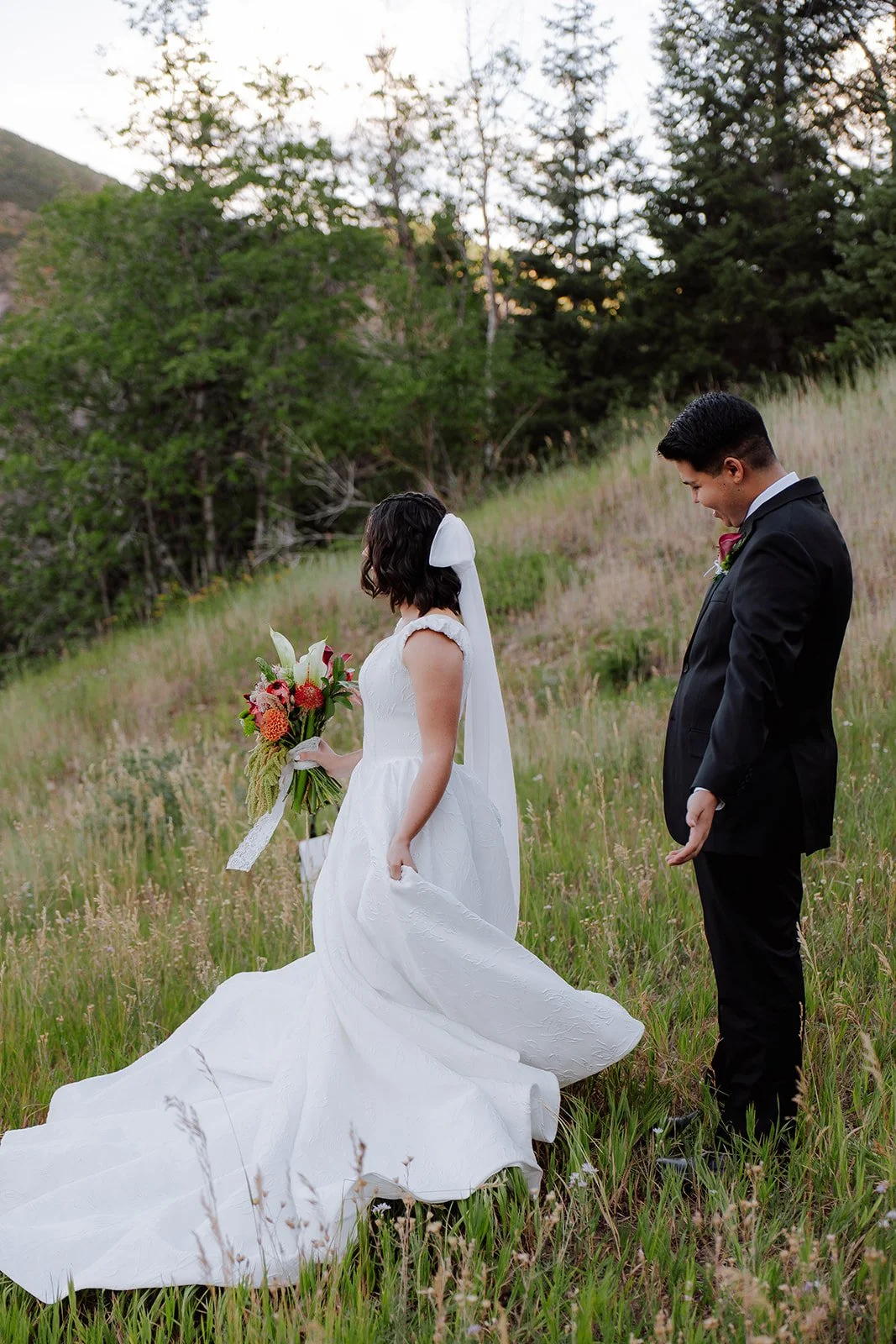 Photograph of a bride and a groom in prov, Canyon Utah