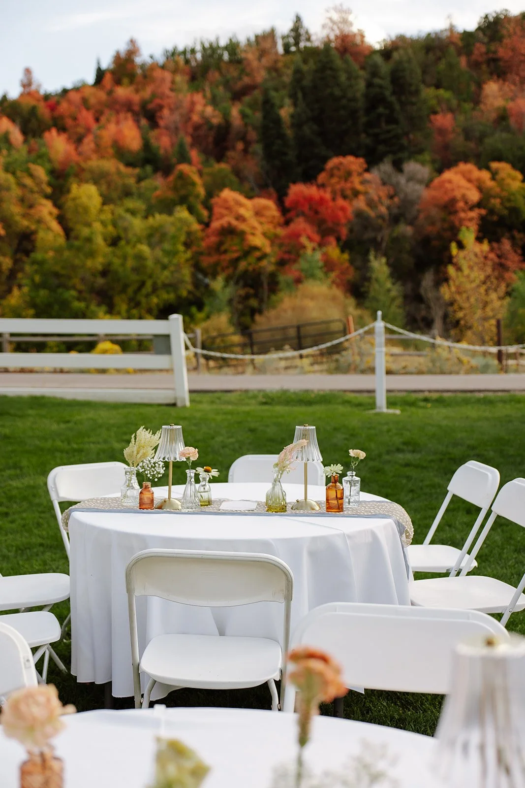 Photograph of wedding decor up the Provo Canyon at Conrad Ranch