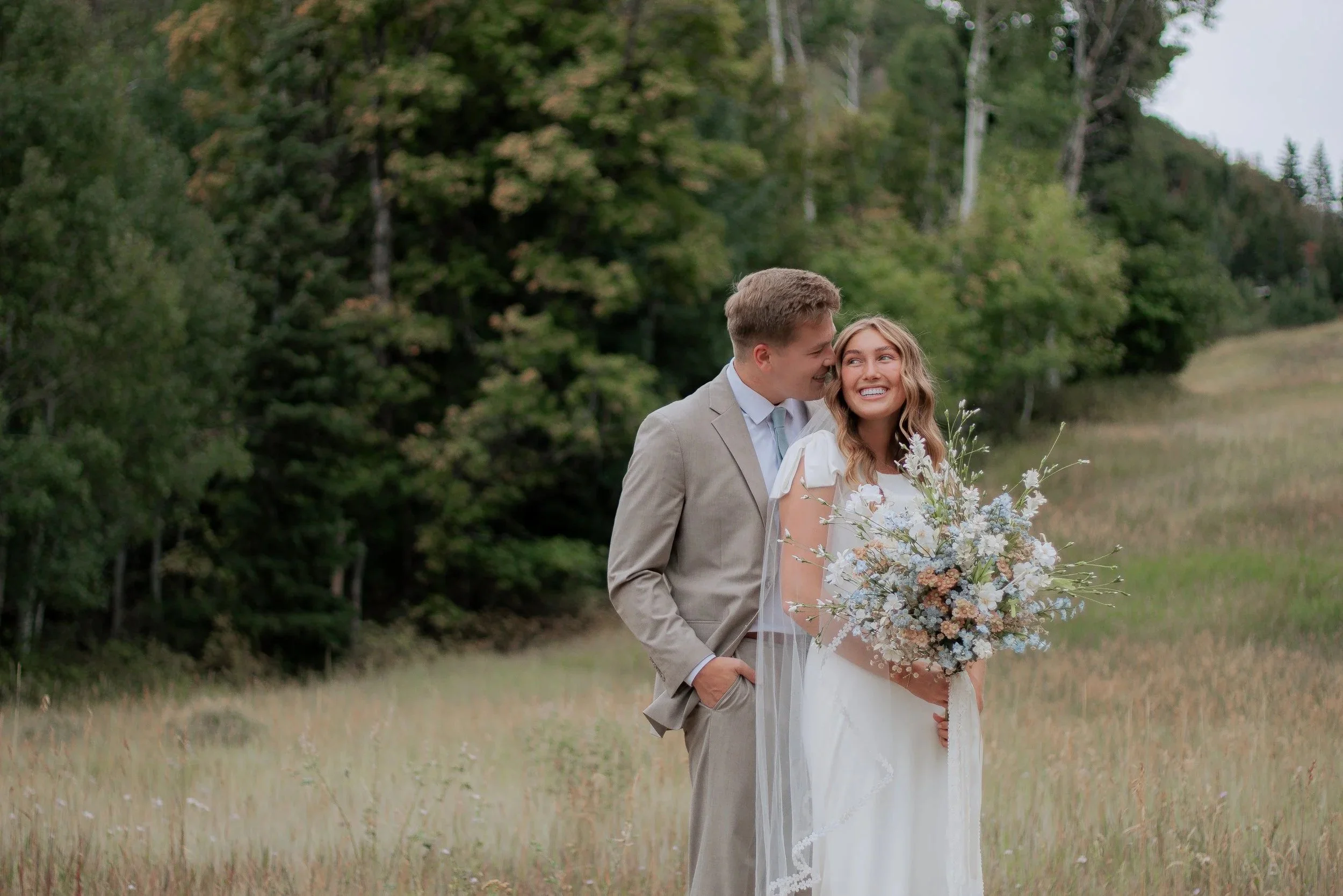 Photograph of bride and groom up the provo canyon for their bridals