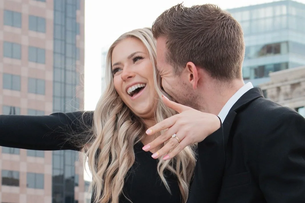Engaged Couple in all black for engagement photos in Utah