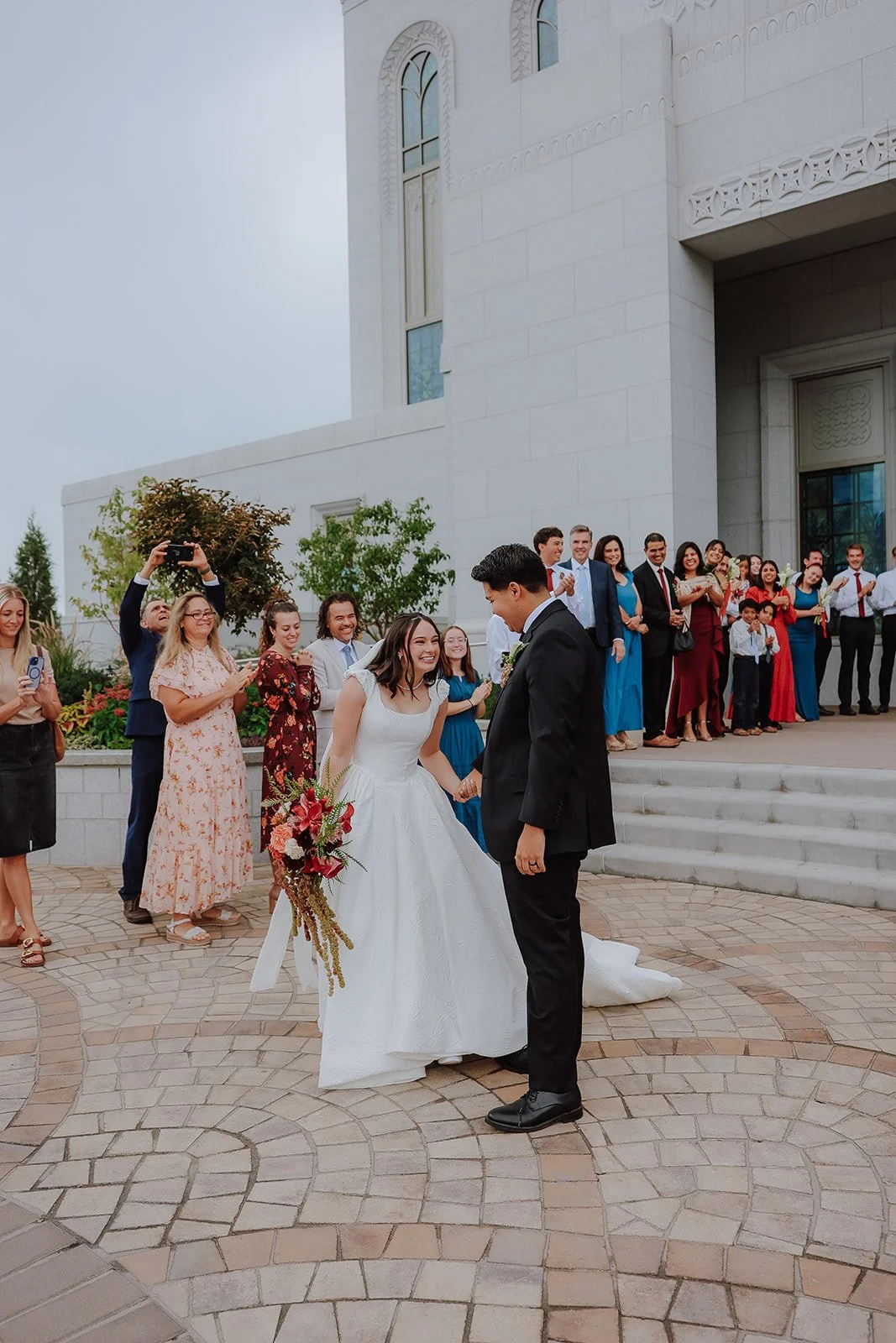 Photograph of a bride and groom at the orem temple