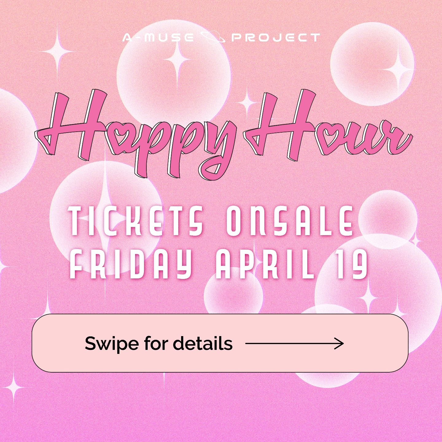 Happy Hour tickets go on sale this Friday the 19th of April at 6pm! 🌺❤️ Our party will be a unique event, so make sure to check out our ticket listing to discover how you can celebrate with us! Limited VIP tickets available 🍻 don't miss out! 
#idol