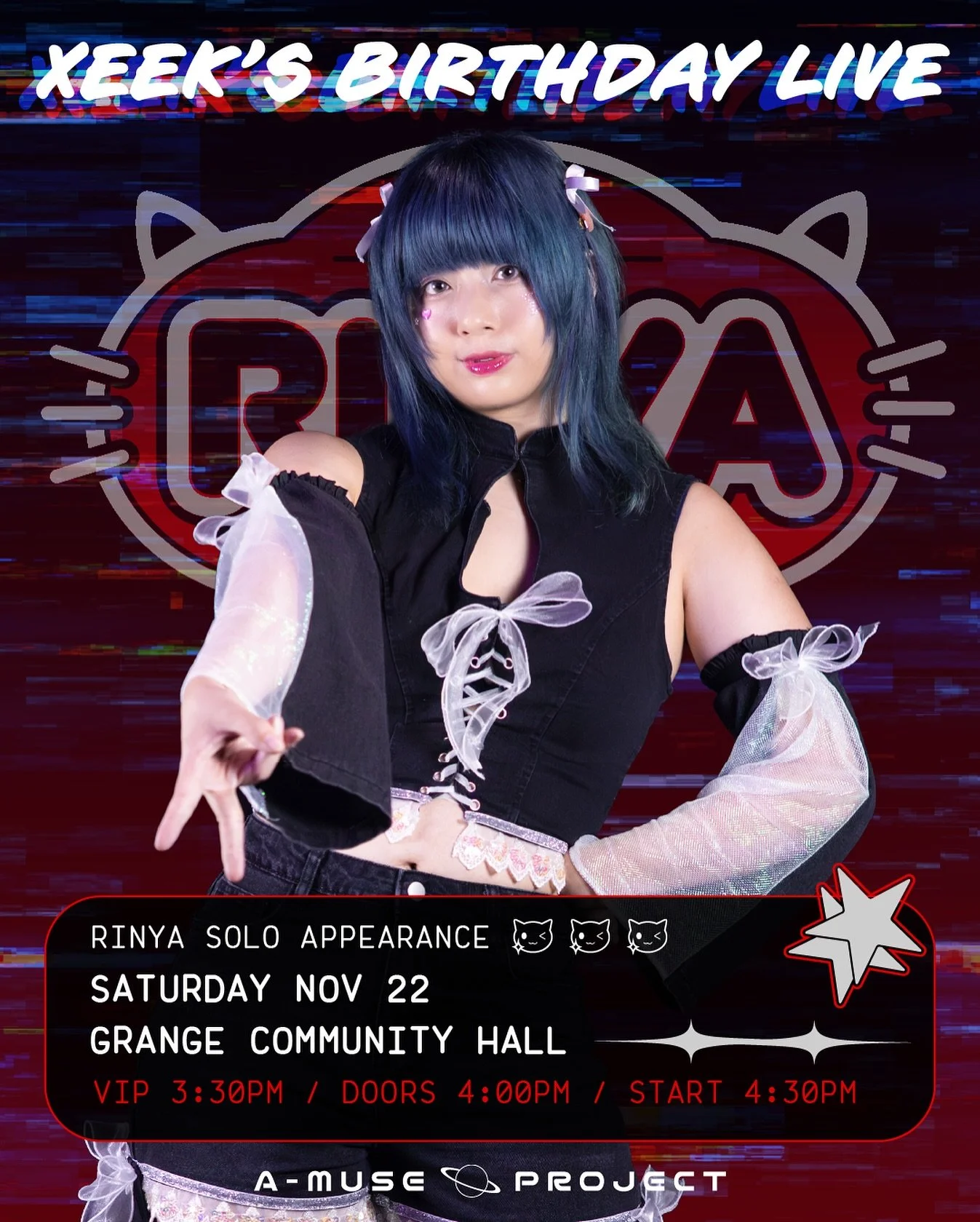 Special performance announcement! ✨
Rinya will be doing a solo set at Xeek&rsquo;s Birthday Live! 🍮
Be sure to come by and wish Xeek a happy birthday this Saturday - tickets are in @snacktimeidols bio 🎟️
Cheki and both Rinya and A-MUSE merch will b