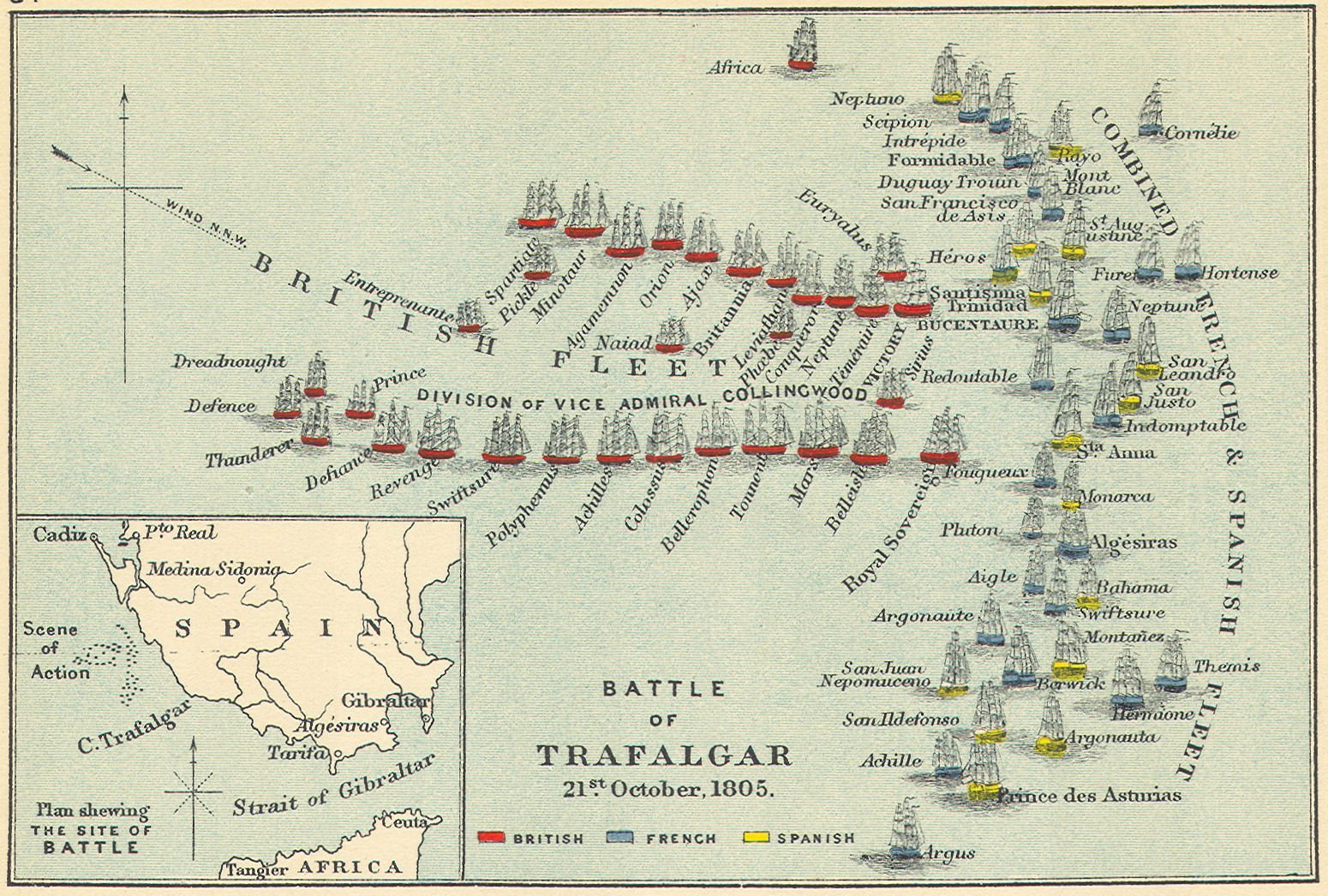 Here is the original hand-drawn battle plan by Admiral Lord Nelson.