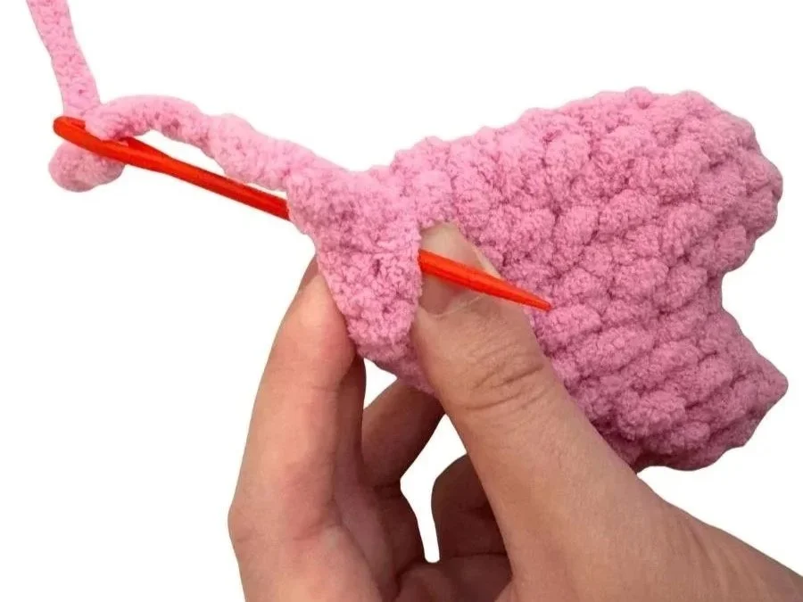 sewing closed crochet heart ears