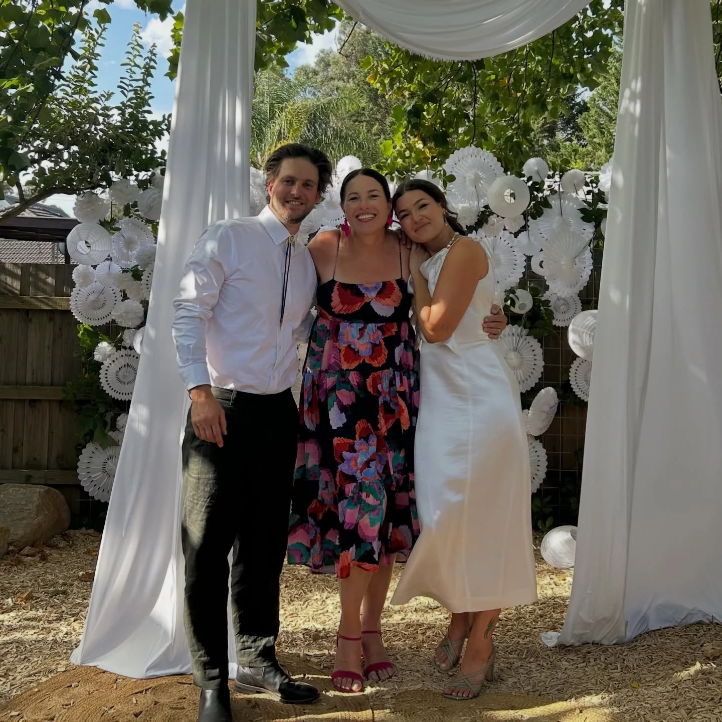 A beautiful backyard celebration for Chrissy and Matt today an it left me with all the feels. I appreciated every tiny detail- from the Billy Buttons to the carefully sourced vintage chairs to the retro arrival drinks caravan. 
.
Two of the best peop