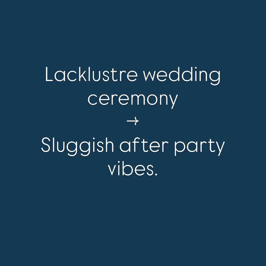 A ripping good ceremony will have your guests riding high on dopamine afterwards. 
.
They&rsquo;ll have laughed, felt alll the feels, had a tear or two and clapped their hands raw as you as you&rsquo;re declared married. 
.
There&rsquo;ll be shiny ey