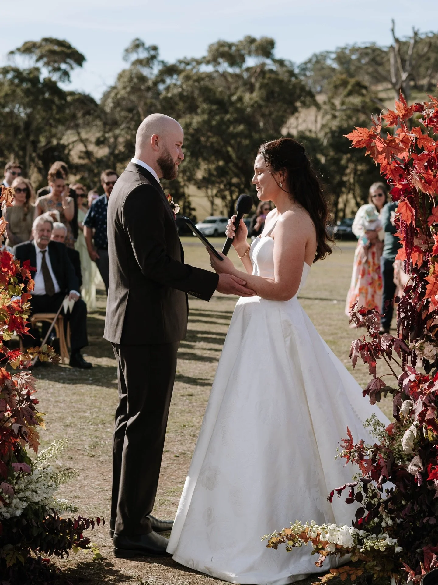 Em and Steve exchanged vows with Hanging Rock as their backdrop.

After I&rsquo;d left I got a message from their photographer @tessfollett - a pic of them heading up to the top in a buggy for portraits.

I joked that I was happy they made it back bu