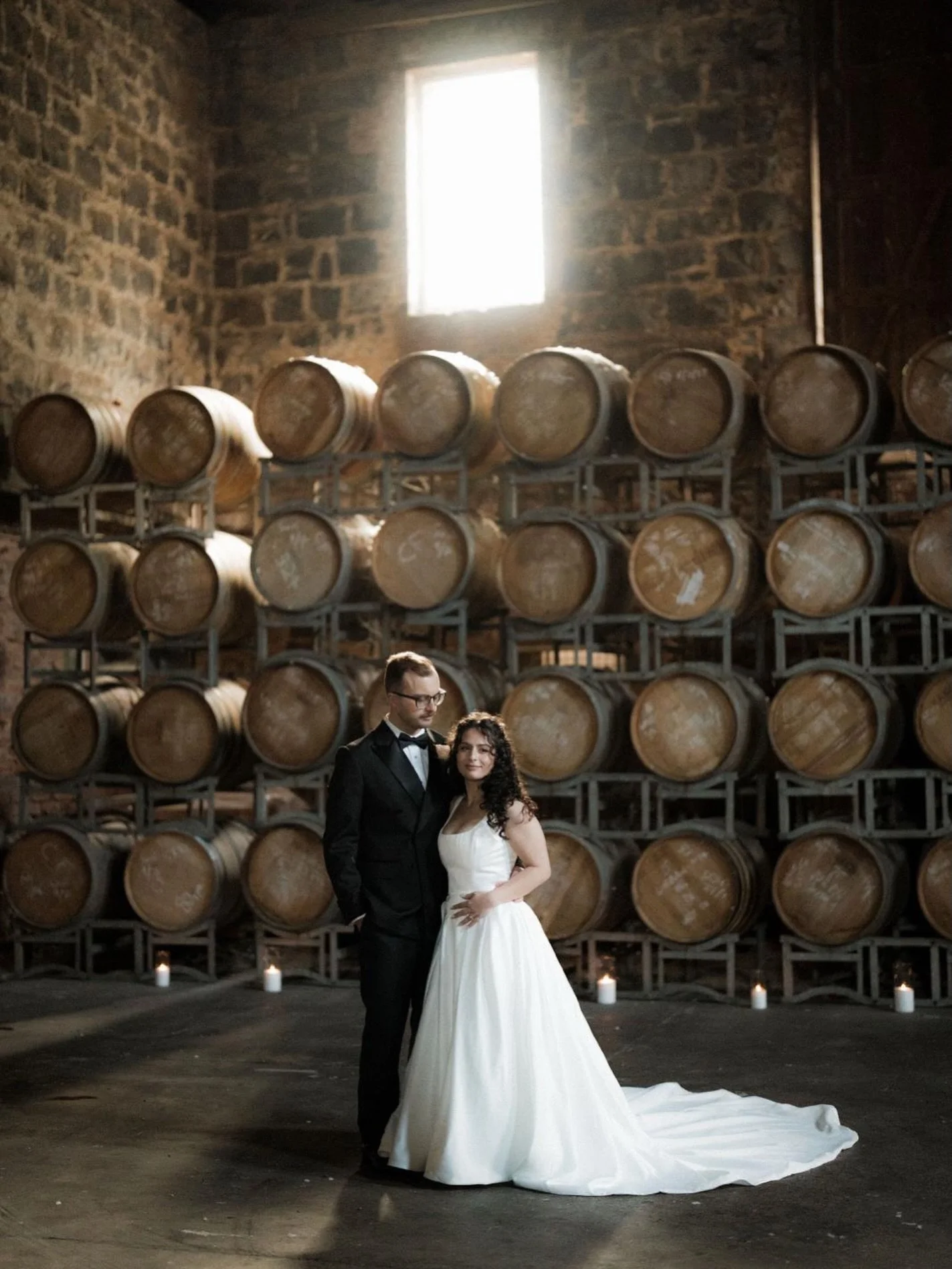 Liv, Aiden and last light, captured by @weddingsbyheston at @provenance_wines.
.
Married in the Great Hall of the old Paper Mill (STUNNING), partied in the winery room surrounded by barrels of their finest 🍷. 
.
Also featuring: 
@posy.place
@embrace