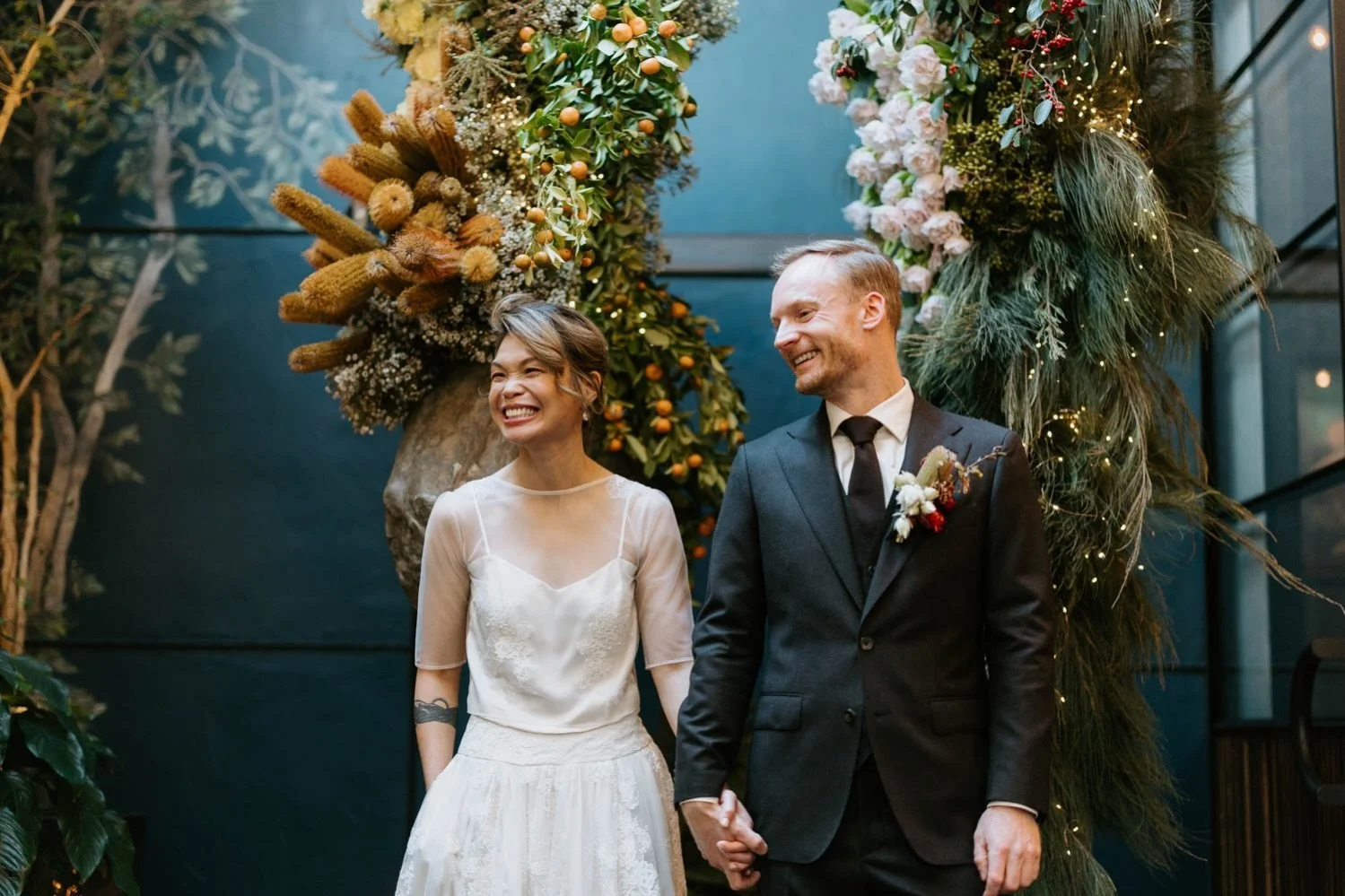 Cory and Andie, backdropped by absolute magnificence in floral form. They laughed and smiled and exchanged looks throughout their entire ceremony- exactly as it should be.
.
Hearing someone recount your time together; your best mems, the things you&r