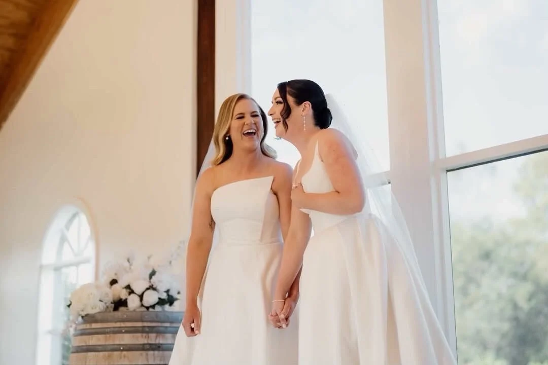 Lou and Megs had a terrible time during their ceremony as you can see. 
There&rsquo;s always nerves pre ceremony but this is the reality! Trust me 🥰.
.
@tahneejadephoto 
@immerseyv 
.
.
#weddingceremony #weddingday #yarravalleywedding #twobrides